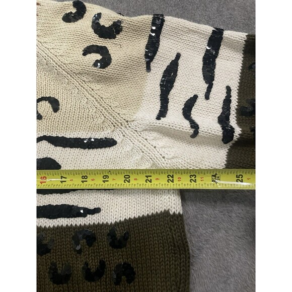 Work in Progress Cardigan Sweater XL Animal Print Sequins Colorful Art-to-Wear - Picture 8 of 8
